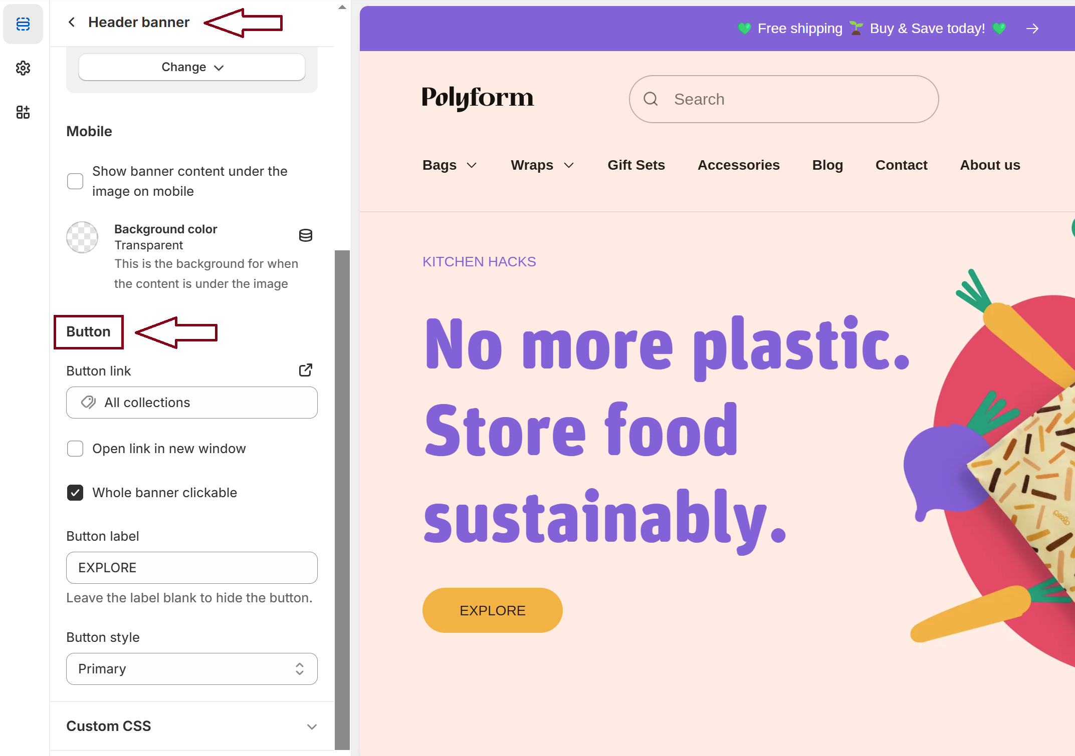 Header Banner Button